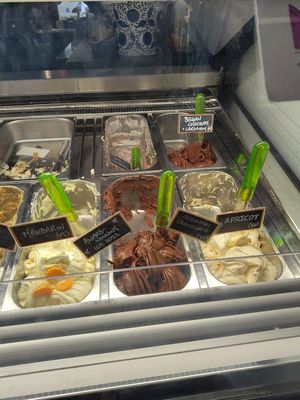 Vegan flavours with green handles at Caliendo's Gelato in North West London