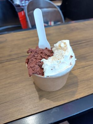 Chocolate with cardamom, and Apricot at Caliendo's Gelato in North West London