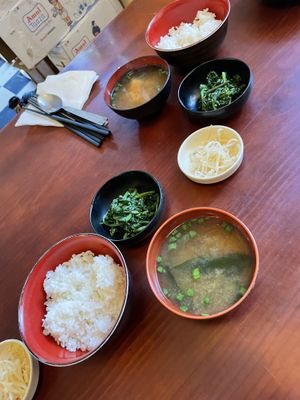 Wed special - miso, rice, veg and tofu steak  at Lung Ta in Dharamshala