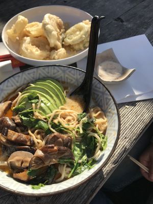 Shio ramen and tempura  at Setsunai Noodle Bar in Lopez Island