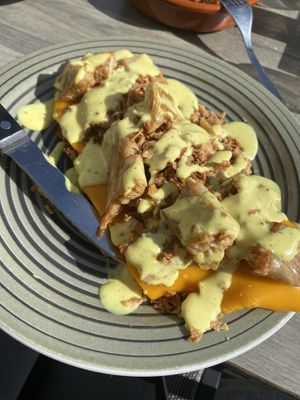 Tosta vegana de heura  at Bar Miraflores in Miraflores De La Sierra