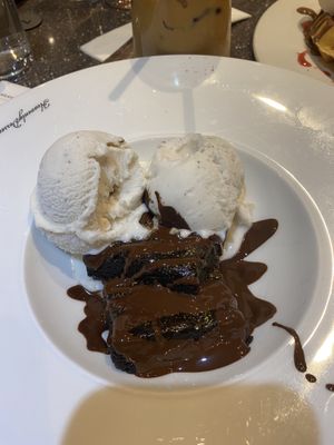 brownie with ice coffee   at Heavenly Desserts in Nottingham