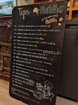 Carta con opciones marcadas at Cafè Pessets in Lerida