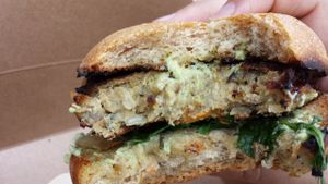seitan mushroom burger at Garden Grille Cafe in Pawtucket