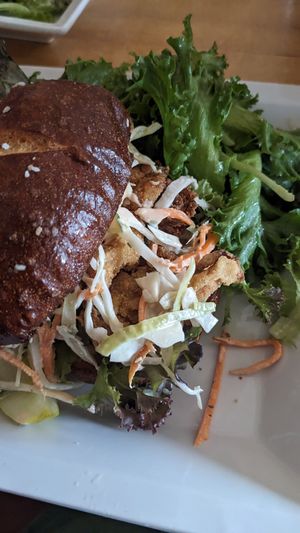 Fried oyster mushroom sandwich at Garden Grille Cafe in Pawtucket