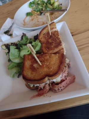 Delicious Rubin sandwich, completely vegan. I also loved the brussel sprouts. I'll definitely be going back. at Garden Grille Cafe in Pawtucket