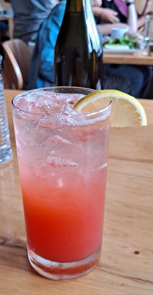 Sparkling Strawberry Lemonade Mocktail at Garden Grille Cafe in Pawtucket