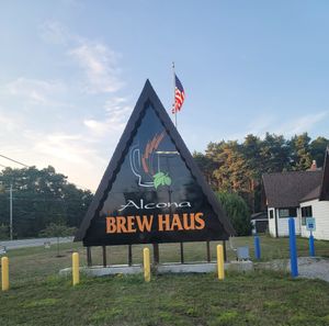 Front signage. at Alcona Brew Haus in Harrisville