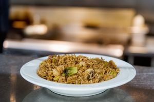 Vegan and GF fried rice with options to add tofu, egg, or more at Alcona Brew Haus in Harrisville