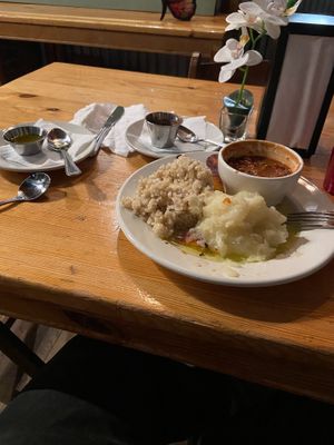 Fully vegan vegetarian combo with red beans.  at Dos Alas in Mammoth Lakes