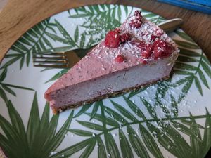 Raspberry Cheesecake at Zelena Sredina in Sarajevo