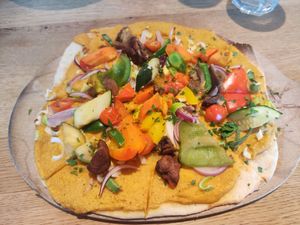 Vegan Flammkuchen at Deli Sülz in Cologne