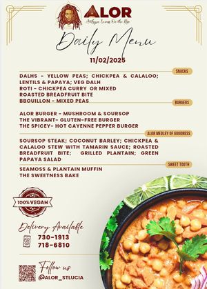 ALOR MENU changes everyday, check Alor ig stories for daily update.  at Alor in Soufriere