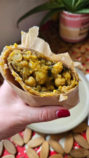 Chickpea and callaloo roti at Alor in Soufriere