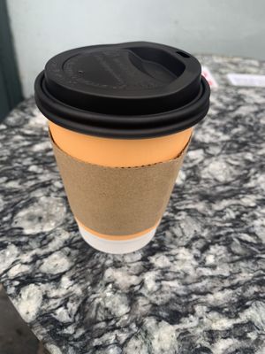 Soya latte with gingerbread syrup  at Clock Tower Cafe in Morpeth