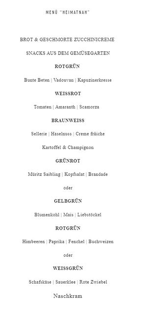 Größeres Menü mit allen Optionen - vegan sind dann die Wahlen getroffen und es ist ein Gang weniger. at Heimatjuwel in Hamburg