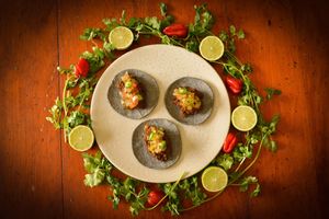 Tacos served hot from the truck at The Laughing Aztecs in Salisbury