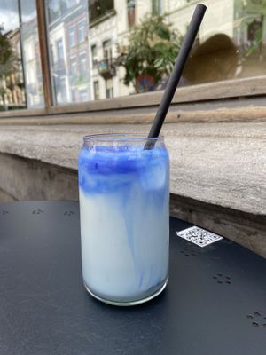 Iced spirulina latte  at THE WILD LAB in Brussels