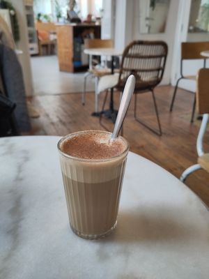Cinnamon latte at THE WILD LAB in Brussels