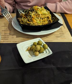 Vegetarian pasta at Alabote in Sao Miguel