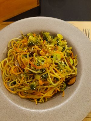 Vegan spaghetti with quinoa at Alabote in Sao Miguel