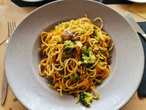 Quinaloa spaghetti with vegetables. at Alabote in Sao Miguel