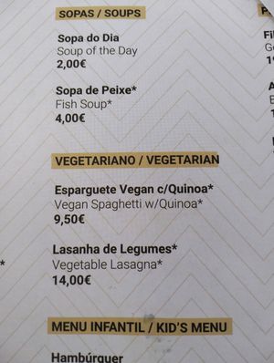 Only two options. Only one of them is vegan at Alabote in Sao Miguel