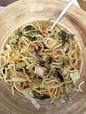 Vegan spaghetti with quinoa at Alabote in Sao Miguel