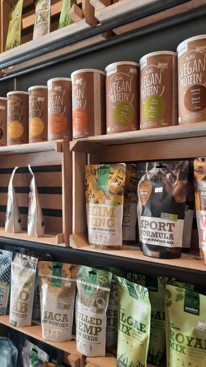 Inside: food supplements and powders at E Bukura E Dheut in Peja