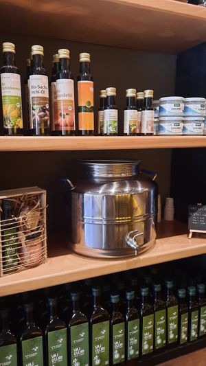 Inside: oils at E Bukura E Dheut in Peja