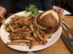 Vegan veggie burger (our friend had it, I didn't try it).  at Mountain Brauhaus in Gardiner