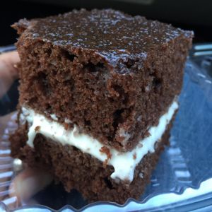 Cannot resist their melt in your mouth, tender chocolate cake! The cream filling reminds me of marshmallow sauce :)
Love. at Loving Hut in Arlington