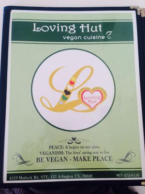 Menu cover at Loving Hut in Arlington