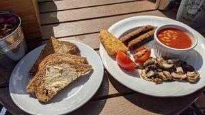 Vegan breakfast at The Old Barn Tearoom in Malham
