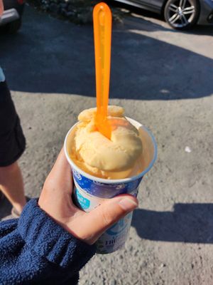 Mango icecream at The Old Barn Tearoom in Malham