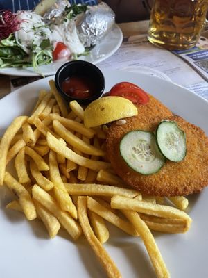 vegan schnitzel   at Hofbrau Wirtshaus in Berlin