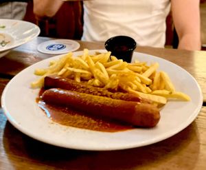 Currywurst  at Hofbrau Wirtshaus in Berlin