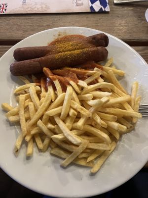 Currywurst  at Hofbrau Wirtshaus in Berlin