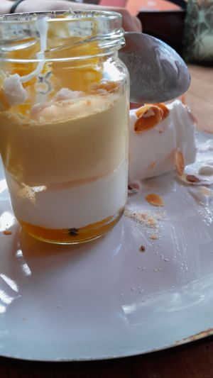 Coconut ice cream with mango/passionfruit mousse at Swing in Gouda
