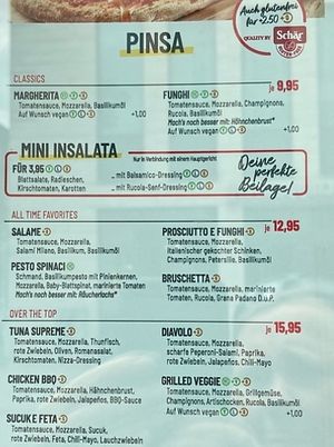 3 gluten free vegan pinsa options. Schar labels their gluten free pinsa as vegan.  at Vapiano - Königsstraße - Muenster City in Muenster