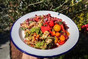 3 salads changing daily on our deli counter! Always plant-based and always filled with rainbows! at Wild Root in Southport