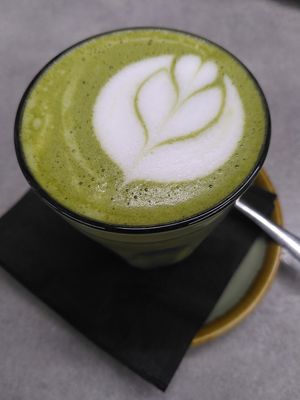 Macha latte at Wild Root in Southport
