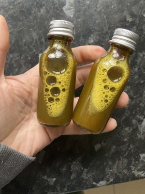 White beetroot and ginger shots  at Wild Root in Southport