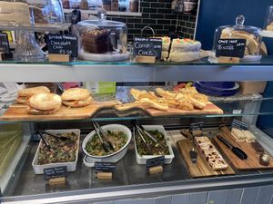 Sandwich, salads and cakes  at Wild Root in Southport