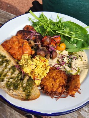 Cooked breakfast at Wild Root in Southport