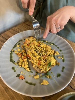 Tofu on toast  at Wild Root in Southport