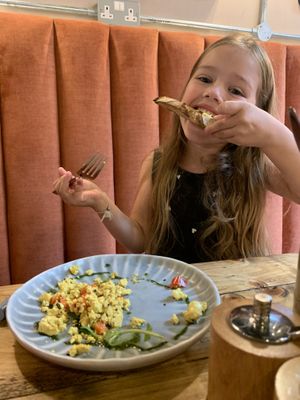 Kids tofu on sourdough toast  at Wild Root in Southport