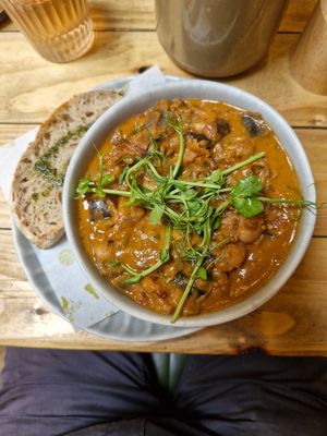 Stew of the day (beans, aubergine, etc) at Wild Root in Southport