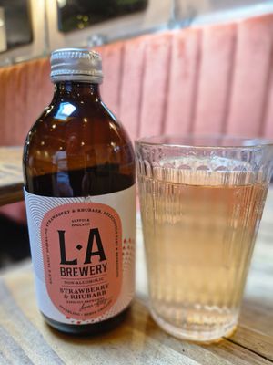 Strawberry and Rhubarb fizzy drink at Wild Root in Southport