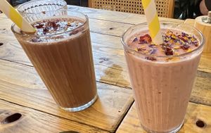Cacao and Berry smoothies  at Wild Root in Southport
